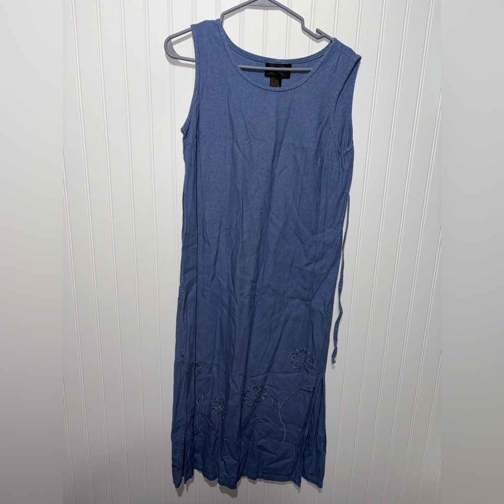 Vintage Requirements Linen Blend Blue Sleeveless Sundress| Size Medium